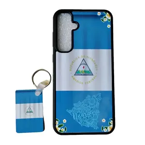 Nicaragua 505 Funda para Celular con Diseño Único "Bandera y Mapa de Nicaragua" Incluye Llavero a Juego con Diseño de Bandera de Nicaragua