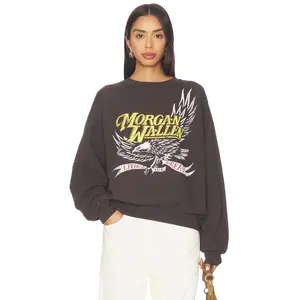 DAYDREAMER Morgan Wallen Classic Eagle Oversized Crew Sweatshirt in Washed Black