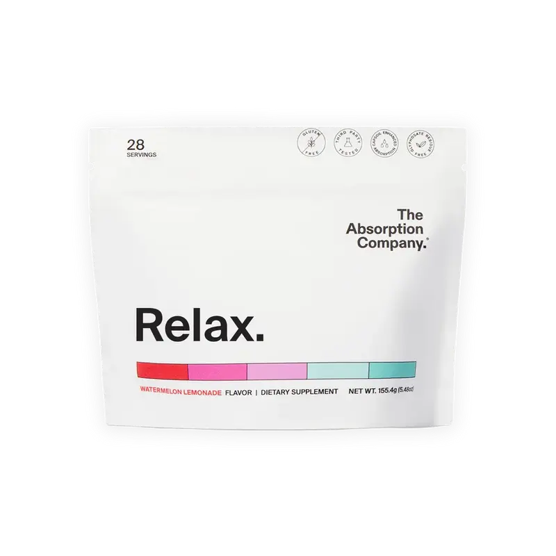 The Absorption Company Relax Zero Sugar Supplement Drink Mix Powder, Stress-Relief & Mood Support - Watermelon Lemonade Flavor