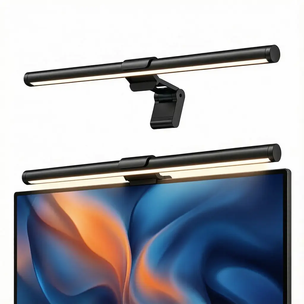 LED Laptop Monitor Light Bar with Clip, USB Powered Eye Friendly No Glare, Stepless Dimming and 3 Color Temperatures, Space Saving Portable for Home Office, Gaming, Study, and Travel, Computer Accessories