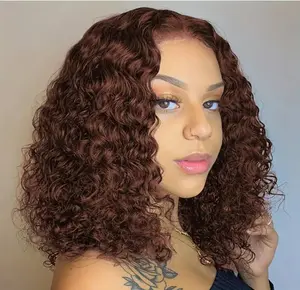 Curly Bob Wig Human Hair 200 Density Short Curly 13x4 Lace Front Wigs Human Hair Bob HD Transparent Frontal Water Wigs Wet Wavy Bob Wig Glueless Pre Plucked for Women Natural Blac