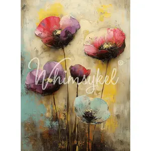 Whimsykel - Painted Poppies Decoupage Paper (21x29 Size)