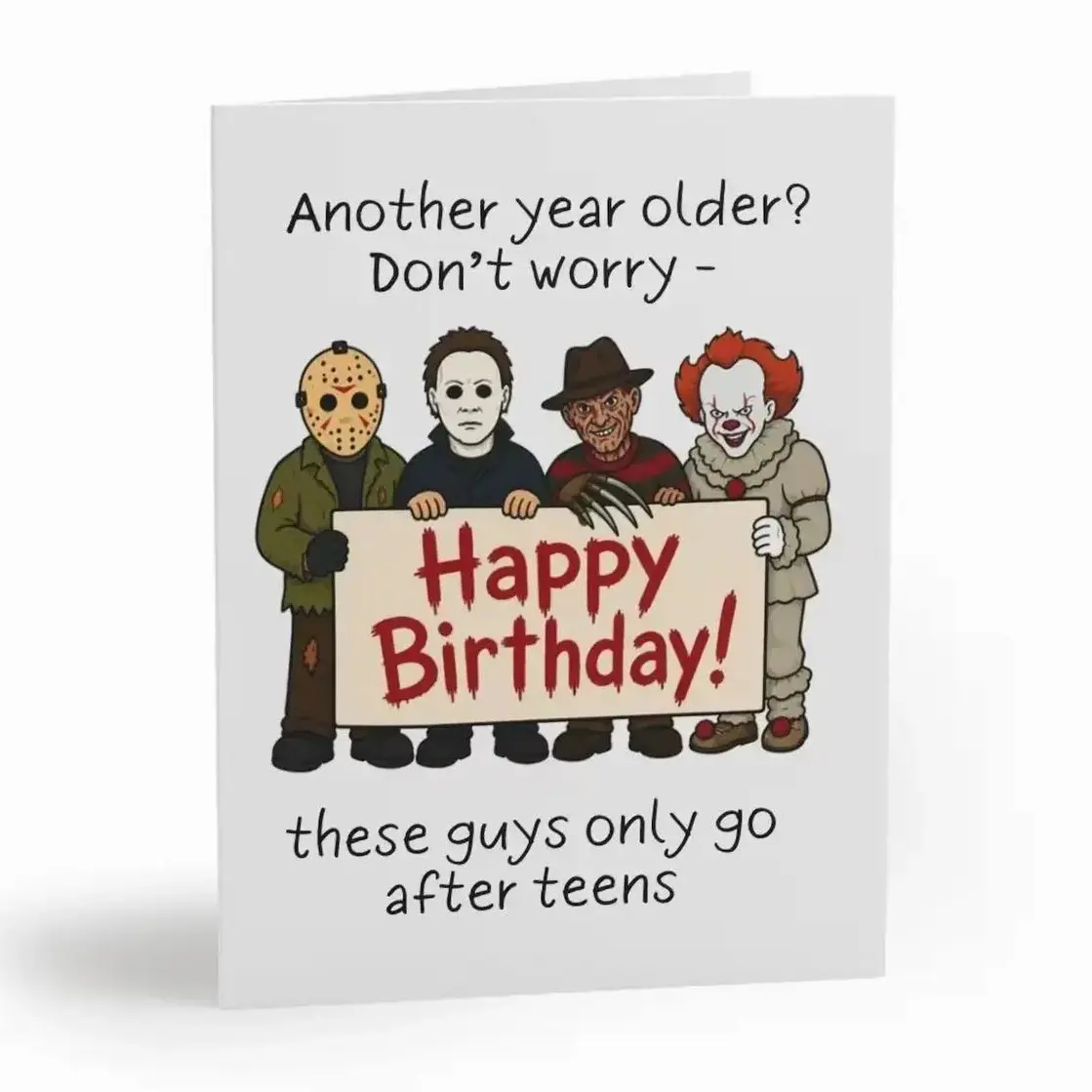 Horror Birthday Card for Horror Fans, Funny Slasher Birthday Card, Creepy Dark Humor Greeting Card, Scary Birthday Gift, Spooky Birthday Keepsake