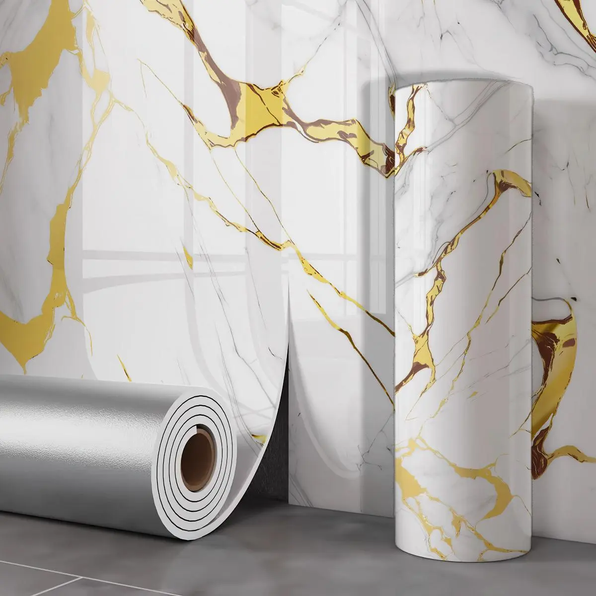 Thick Roll Peel-and-Stick Wallpaper - Moisture-Proof Modern Geometric Stripe Self-Adhesive Wall Covering, Easy Tear & Stick, Ideal for Bedroom, Restaurants, Home Decor Supplies