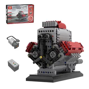 Mocsage MOC-171732 V8 Engine with Supercharger & removable Cover Building Blocks Set (1054PCS/Dynamic Version)