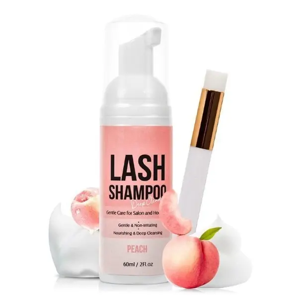 Halloween Gift Lash Shampoo for Lash Extensions, Eyelash Extension Cleanser Oil Free Lash Cleanser for Eyelash Care, Gentle Foaming Eyelash Shampoo with Brush for Salon Home Care 60 Ml/2fl.oz, Makeup Remover
