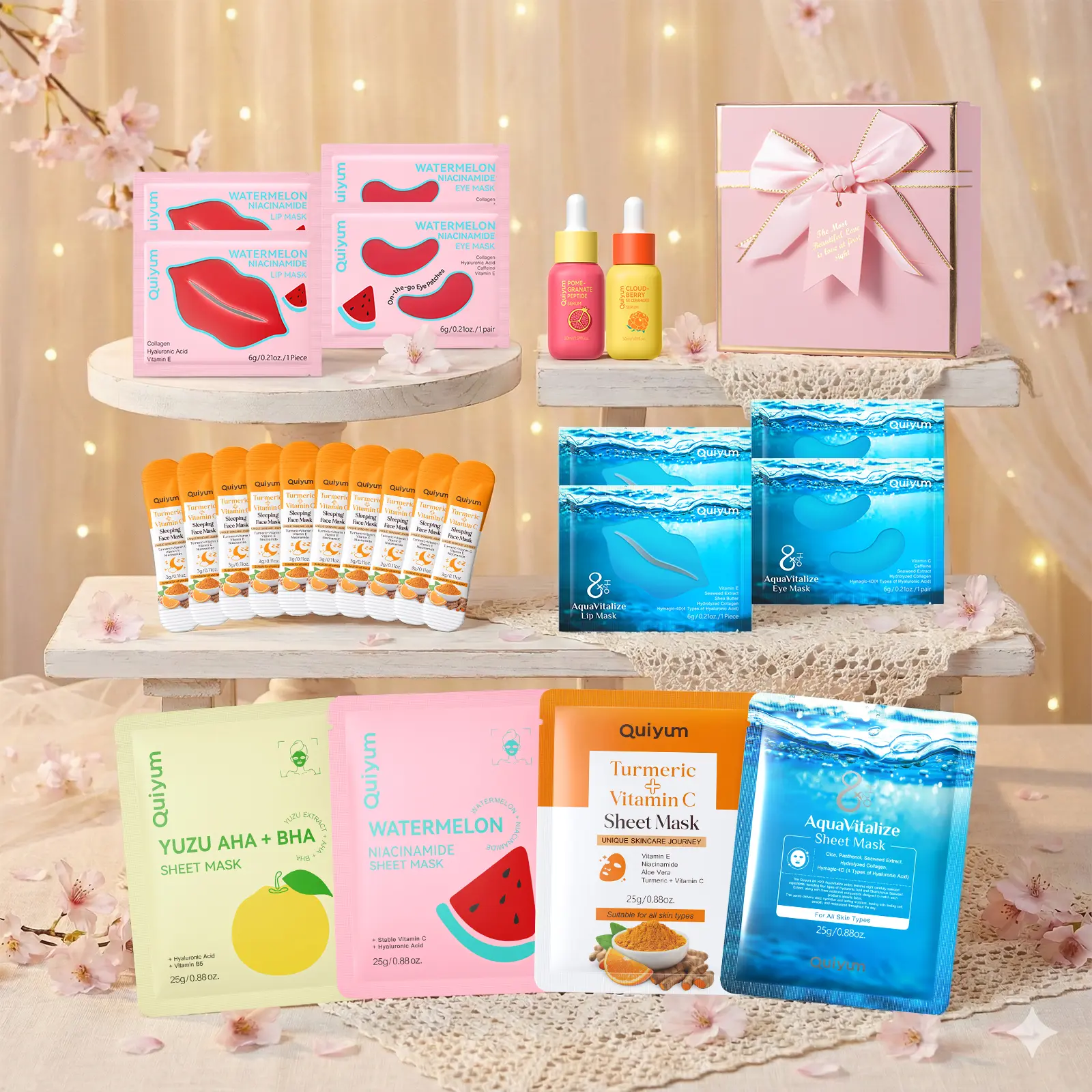 24PCS Skincare Gift Sets for Women, Hydrating Facial Skin Care Kit with Ceramide & Peptide Face Serum, Turmeric Vitamin C Sleeping & Sheet Masks, Eye & Lip Masks, Self Care Spa Gifts for Teens Girls, Birthday