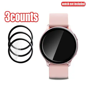 Curved Watch Screen Protector, 3 Counts Anti-scratch Smart Watch Screen Protector, Wearable Accessories Compatible with Samsung Galaxy Watch