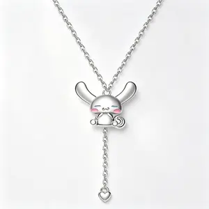 SANRIO Cinnamoroll Choker Necklace – Silver Adjustable Pendant with Cute Cinnamoroll Design, Lightweight and Comfortable for Daily Wear, Great Gift for Sanrio Fans and Unisex Casual Style