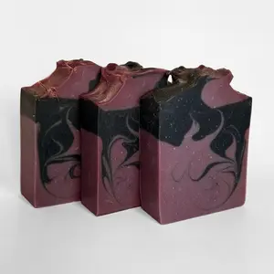 Lavamber Handmade Bar Soap All Natural Vegan with Unique Purple and Black Swirl Design Body Care Charcoal Infused with Lavender Essential Oil & Kaolin Clay