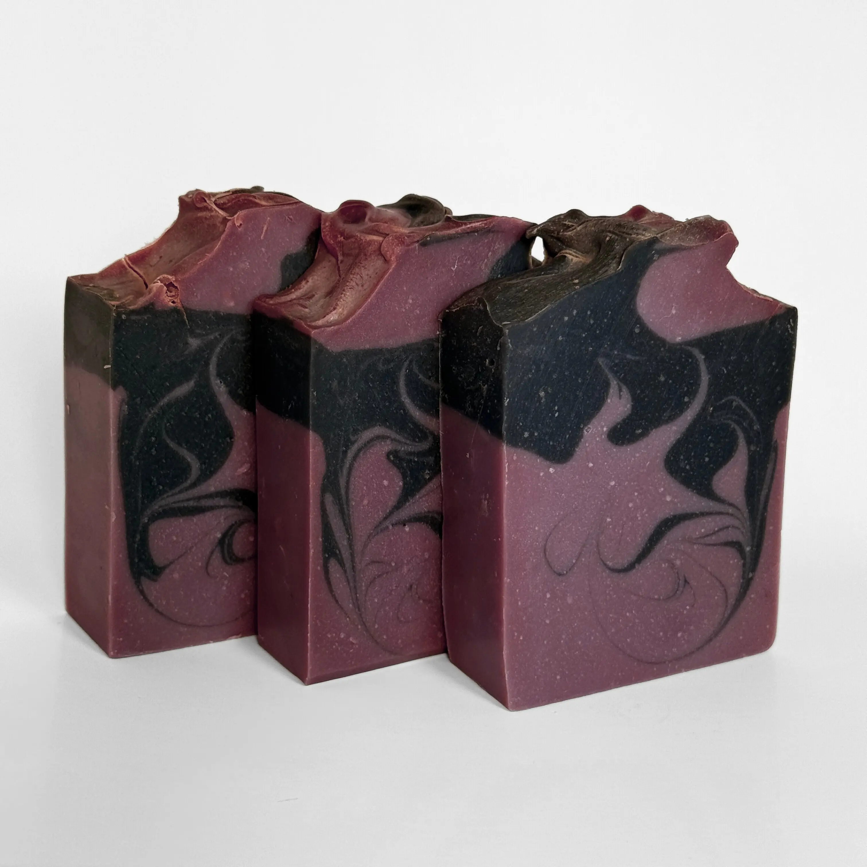 Lavamber Handmade Bar Soap All Natural Vegan with Unique Purple and Black Swirl Design Body Care Charcoal Infused with Lavender Essential Oil & Kaolin Clay
