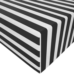 NTBAY  Brushed Microfiber Striped Fitted Sheet, 1800 Super Soft and Cozy, Wrinkle, Fade, Stain Resistant Deep Pocket Fiteed Bed Sheet Only, Black and White