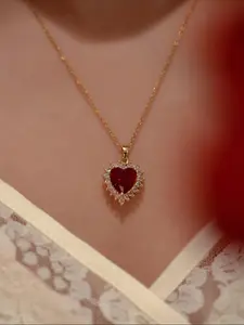 Elegant Heart Zircon Pendant Necklace, Heart Shaped Pendant, Fashionable Simple Design for Women, Versatile Party Jewelry, Perfect Valentine's Gift