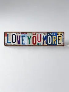 Vintage Love You More Wall Decor, Street Signs for Home Bar & Coffee, Rustic Iron Metal Tin Sign, 16x4 Inch Retro Style Decoration