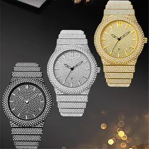 Luxury Men's Watch with Color Calendar Quartz Movement Diamond-embedded Elegant Design for Accurate Timekeeping and Versatile Style Steel Elegant Watch Gold