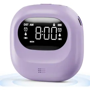 Super  Vibrating  Clock for Heavy Sleepers, Adjustable Vibration Bed Shaker Clock Under Pillow for Hearing Impaired Deaf, Cordless, Small, USB Rechargeable for Travel
