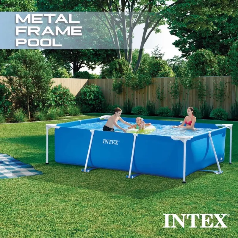 INTEX Rectangular Frame 9 ft 10 in x 6 ft 6.75 in x 29.5 in Above Ground Pool, Swimming Pool with Steel frame