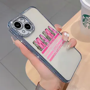 PINK MAMA luxury rhinestone decor phone case for iPhone 17 17air 17pro 17promax 16 15 14 13 12 11 plus pro Max shockproof camera protector full protective cover