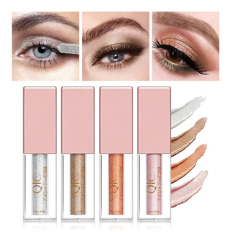 QIC High Gloss Diamond Liquid Eyeshadow Glitter Sequins Silkworm Pearlescent Fine Flash Waterproof Eyeshadow Liquid Makeup Wholesale