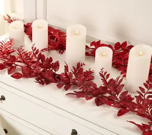 Set of 2 (4') Glittered Leaf Garlands by Valerie