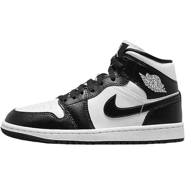 NIKE Women's Air Jordan 1 Mid High Top Casual Sporty Sneakers, White-Black Colorway, Women's Shoes (DV0991 101)