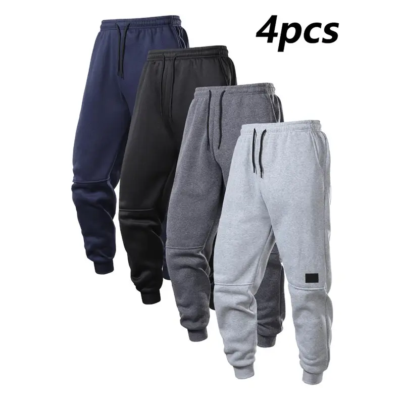 Men's Four-Season Sporty Jogging Pants, With Adjustable Drawstrings, Side Pockets And Patch Logo Design, Suitable For Wearing At The Gym, Running, Training And Casual Occasions.