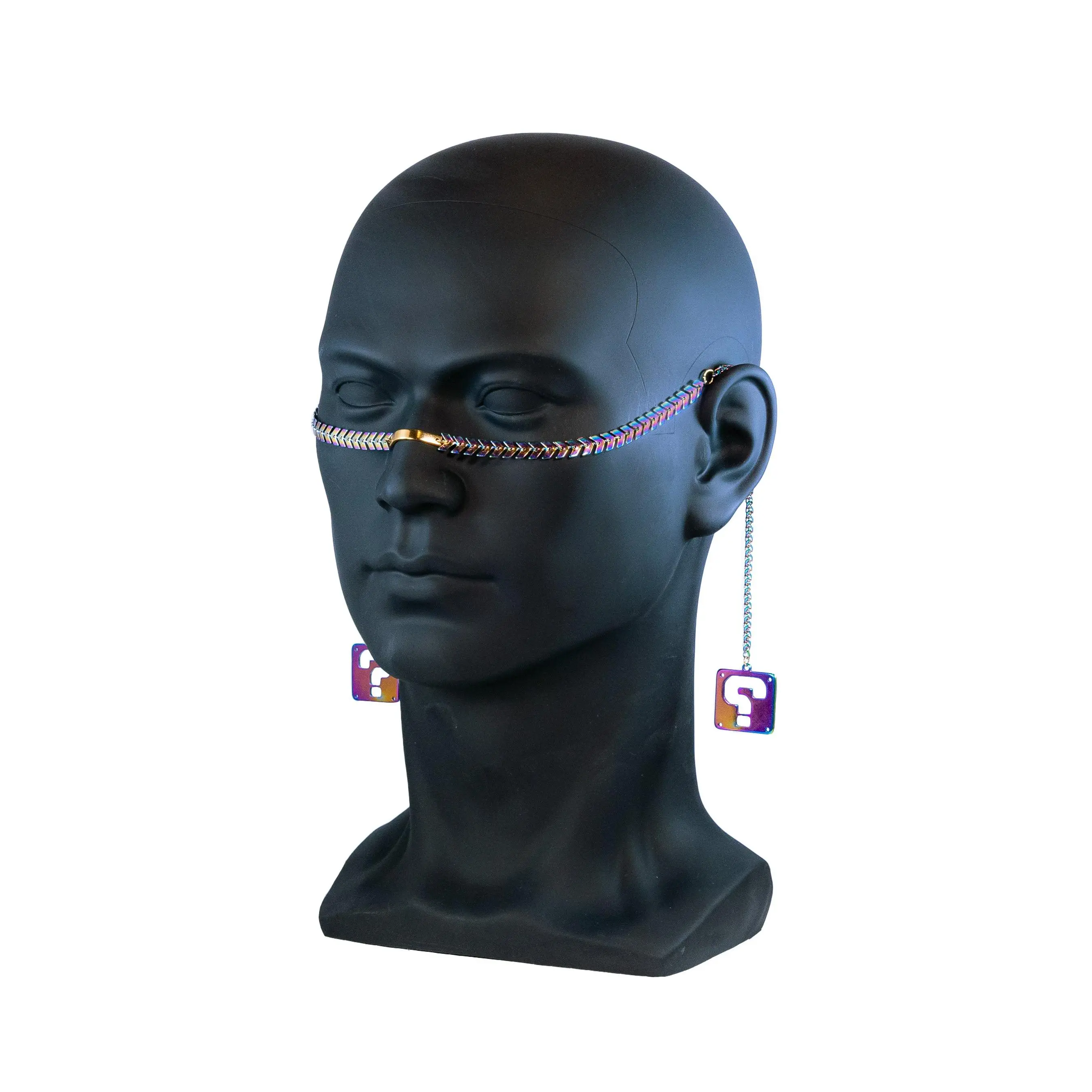 Rainbow and Gold Chevron ? Face Chain