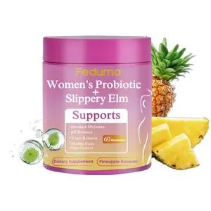 FEDUMA Women's Probiotic Gummies- 60 Count with Slippery Elm & Prebiotic Blend Supports pH Balance-Free Pineapple Flavor