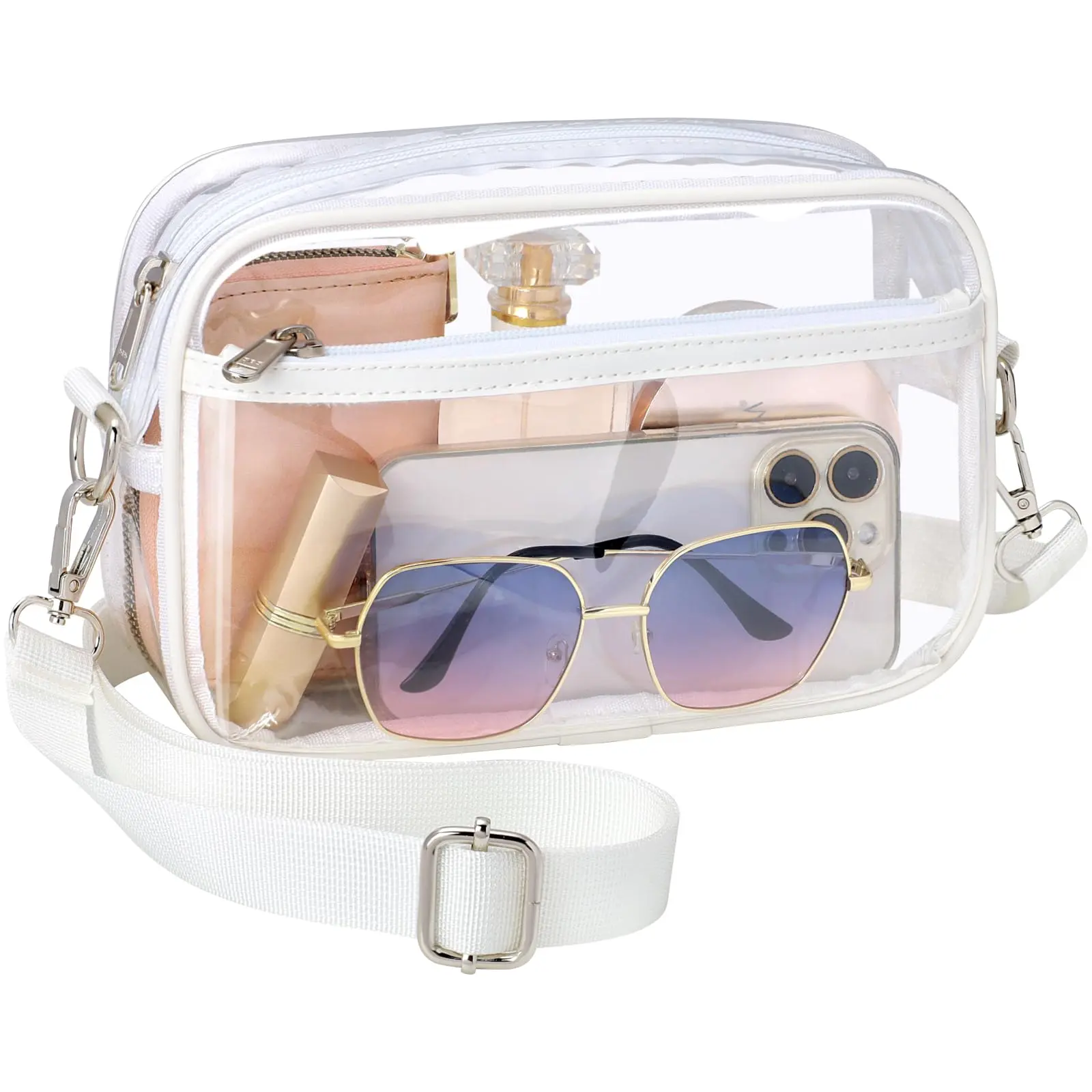 PACKISM Clear PVC Stadium Approved Purse for Women, Stylish Crossbody Bag shoulder bags for Game Day, Concerts & Sports Events – Practical Transparent Bag for Wallet, Phone & Makeup