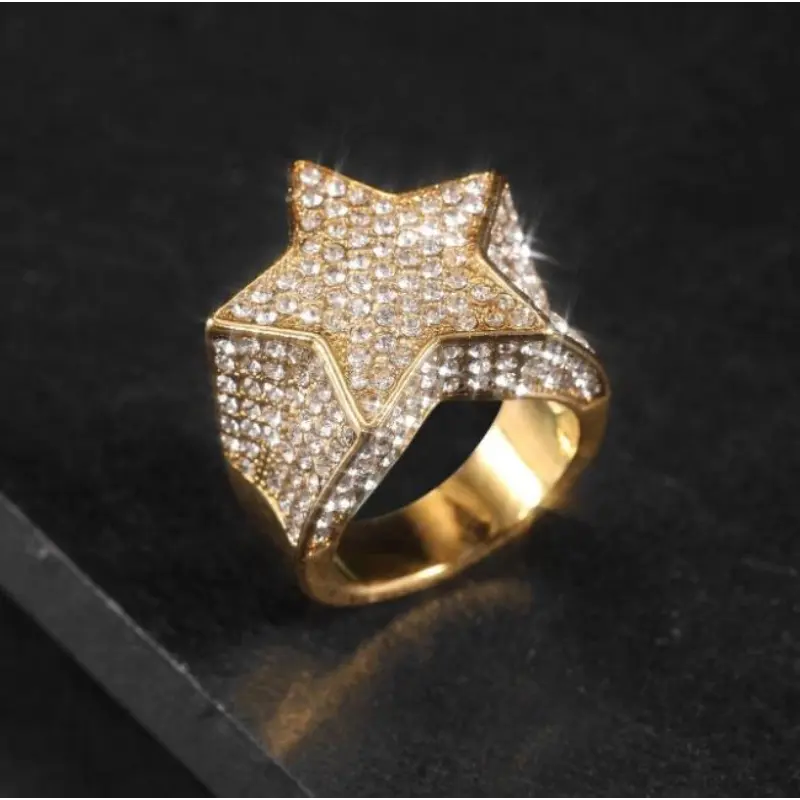 1pc Men's Ring, Hip Hop Rhinestone Star Decor Ring, Casual Vintage Stylish Look Ring, Gift For Men, For Daily Gift And Party