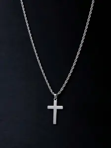 Fashion Stainless Steel Cross Necklace, Twisted Chain Pendant, Multi-Functional, Men's Jewelry Gift, Long Chain Design, All Seasons