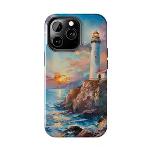 The Lighthouse of the Harbor Oil Painting Phone Cases Phone Cover Hard Case Tough 2-piece Phone Case