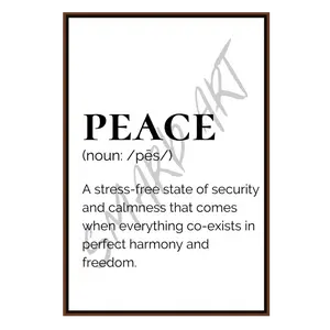 Peace- text.   Smard Black Wall Art Print/ Canvas for Home /Office Decor - Smard Black Wall Art Print/ Canvas for Home /Office Decor