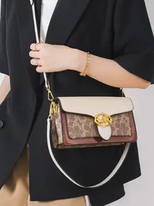 2026 New Women's PVC Vintage Print Shoulder Bag, Crossbody Small Square Casual Handbag, Fashionable Ladies' Accessory, Casual Trendy Purses