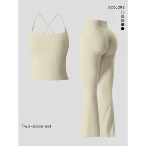 Women'S Sportswear Two-Piece Set High-Strength Support Yoga Quick-Dry Tight-Fit Sporty High Stretch Fitness Clothing Casual Sports Wear
