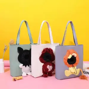 Pet Canvas Shoulder Carrying Bag Cute Lion-Shaped