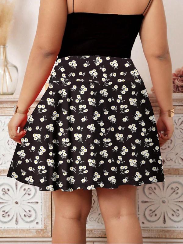 【Plus Size】 Solid / Ditsy Floral Print Pocket Design Skort, Fashion Casual Cute 2 in 1 Short Skirt for Daily Outdoor Wear, Women Plus Clothing for Summer,napkin skirts 【Plus Size】 Solid / Ditsy Floral Print Pocket Design Skort, Fashion Casual Cute 2 in 1 Short Skirt for Daily Outdoor Wear, Women Plus Clothing for Summer,napkin skirts