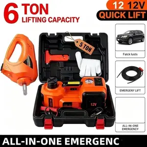 Electric Jack Set 5 Ton 12V Hydraulic Car Jack Lifter (Lifting Range: 6.1-17.7 Inches), With Electric Impact Wrench, Suitable For SUV MPV Sedan Truck Tire Replacement Garage Repair, Battery Not Included