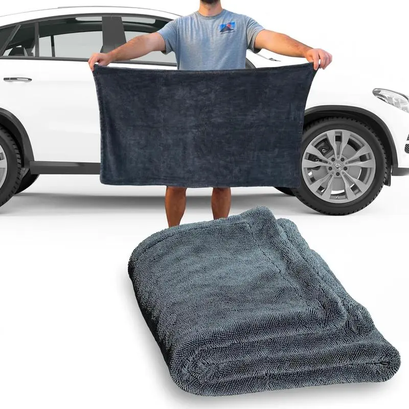 DEXH 1300GSM Twisted-Loop Car Drying Towel, 24x36 in, Edgeless Microfiber, Streak-Free & Lint-Free for Cars, Trucks, SUVs