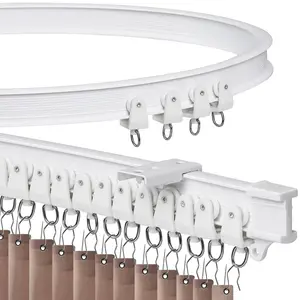 Ceiling Curtain Track 9.8FT Curtain Track Ceiling Mount Flexible Bendable Sliding Ceiling Track for Curtains Room Divider Curtain Track System for RV Bay Window Shower Curtain (3m)