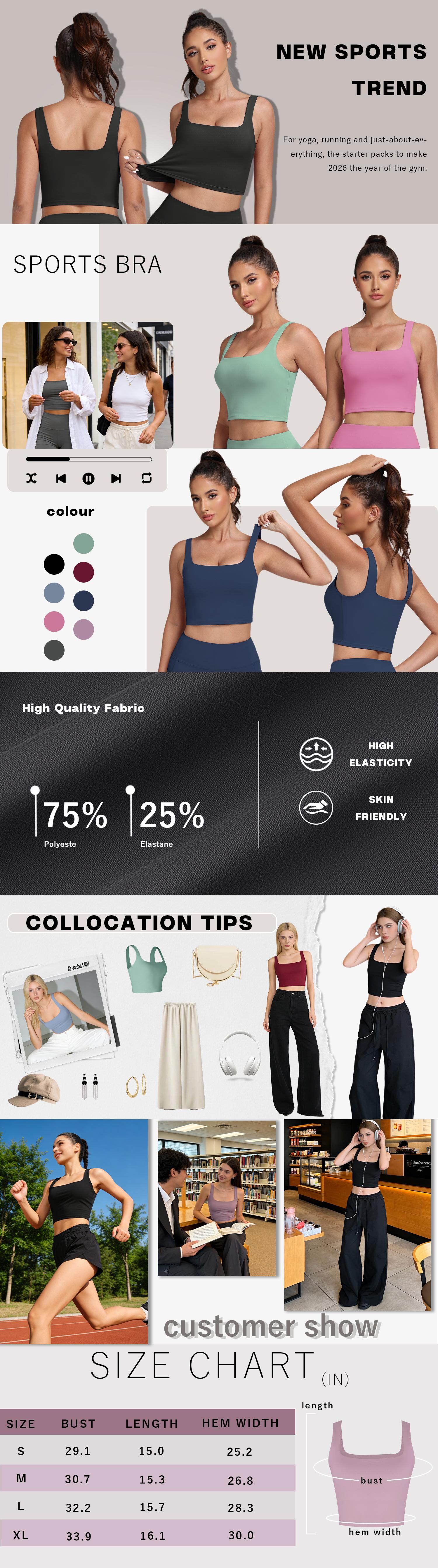 Women’s 3-piece sports tank top set featuring a square neckline and wide shoulder straps, with removable pads, breathable moisture-wicking fabric—an essential for women’s yoga, fitness, and running in spring and summer.