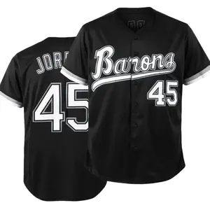 90s Outfit for Boyfriend Style Men Barons #45 Unisex Hip Hop Clothes Baseball Jersey Shirts for Party Baseball Gift Elastic Fabric - Delicate Embroidery Retro Sports Style, Fashionable, Casual Suitable for Baseball And Casual Themed Activities