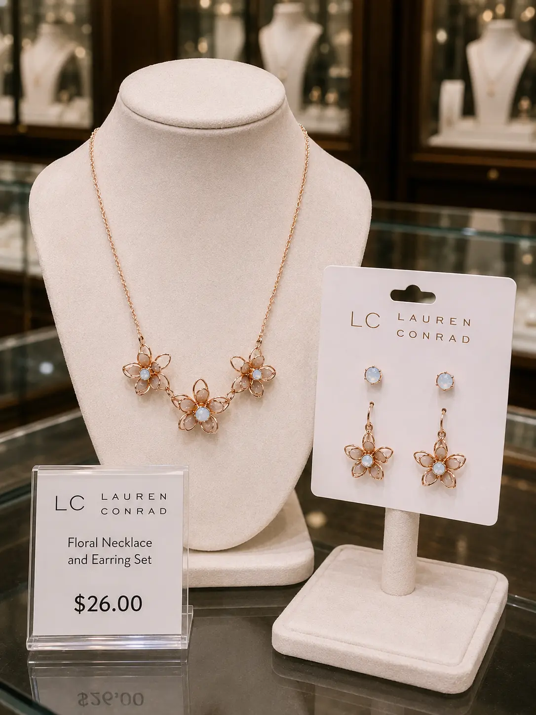 Lauren Conrad Floral Necklace & Earrings Set