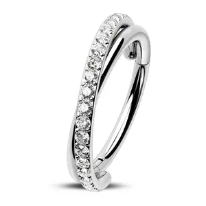 Oufer 18G Entwine CZ Hinged Segment Nose Hoop Ring