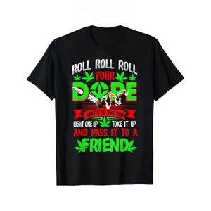 Women's Men's Soft & Breathable Pure T-Shirt with Fun "Roll Up Your Dope" Graphic Design - Perfect for All Seasons,