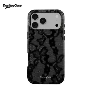 DarlingCase Black lace Cute Glossy Protective Case for iPhone Case for iPhone17 ProMax 16Pro 15 14 13 12 Durable Silicone Double-layer Protective Cover Gift for Girls