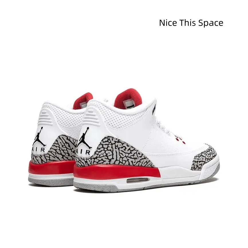 Retro Crack Texture Leather Mid Top Athletic Shoes, White Upper Red Accents Non-Slip Grey Red Rubber Outsole Lightweight Street Basketball Sneakers For Men