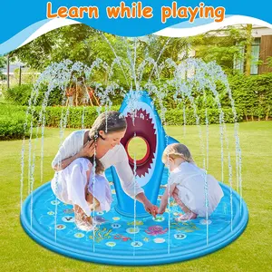 2025 NEW 100cm Dolphin Sprinkler Mat PVC Inflatable Water Spray Pad Courtyard Water Play Pad Outdoor Play Mat for Kids
