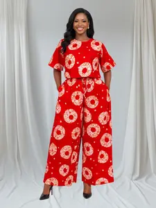 CRZ Ankara Crop Top With Palazzo Pant Trouser