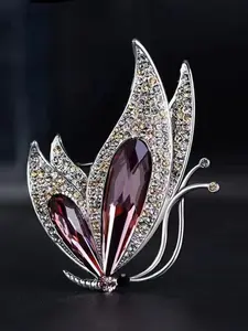 Vintage Rhinestone Crystal Butterfly Brooch, Elegant Insect Enamel Pin for Women and Girls, Party Accessory Jewelry